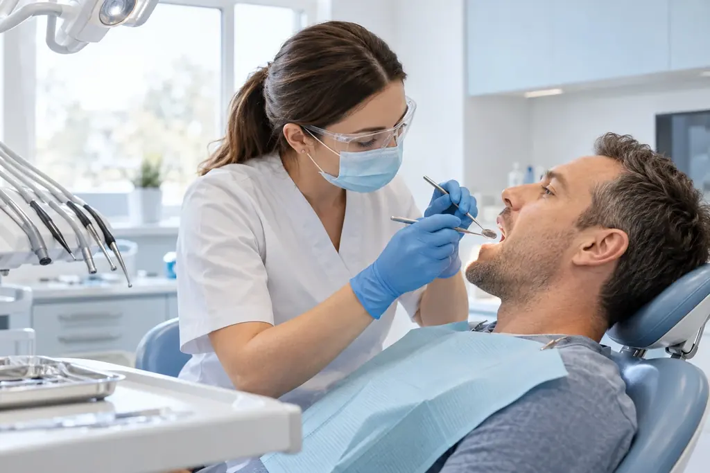 Dentysta bada zęby pacjenta