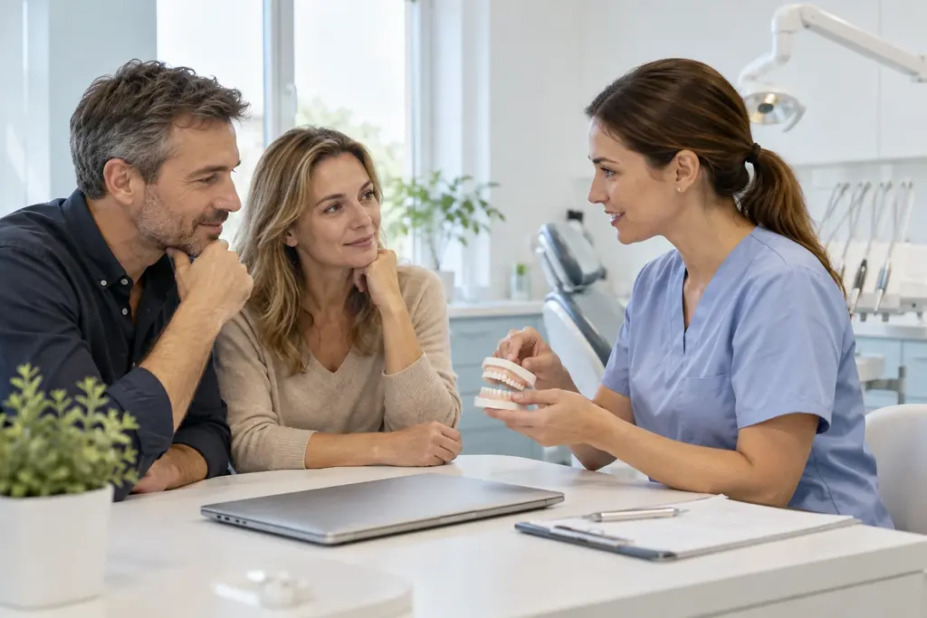 Couple discussing a treatment plan with a dentist